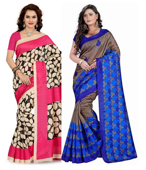buy shree rajlaxmi sarees multicoloured cotton silk saree combos pack of 2 saree online ₹2490