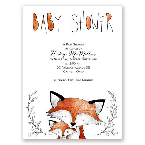 Free Printable Fox Baby Shower Invitations