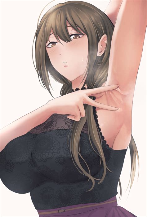 Kuwayama Chiyuki Idolmaster Idolmaster Shiny Colors 1girl Armpits Blush Breasts Brown