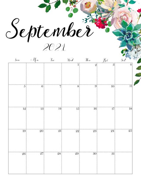 Printable Monthly Calendar 2021 September Printable Word Searches
