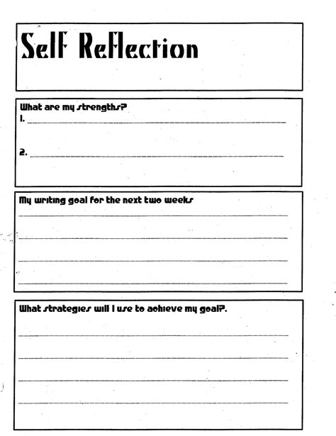 Self Reflection Worksheet For Students
