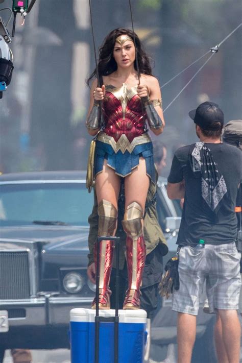Gal Gadot Filming An Action Sequence For Wonder Woman 1984 In