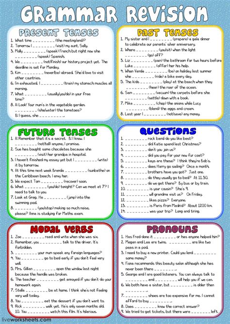Challenge eighth graders with these lesson plans, complex texts, 8th grade worksheets, and practice tests. Grammar revision worksheet