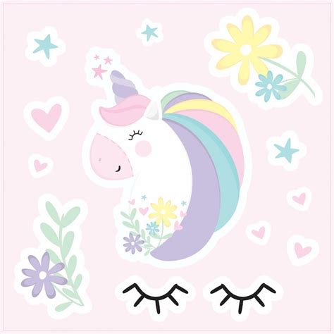 Premium Vector Cute Unicorn Stickers