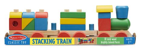 Melissa Doug Stacking Train Classic Wooden Toddler Toy 18 Pcs Ebay