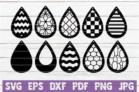 Download 20 Teardrop Earrings SVG Cut File (218824) | Cut Files ...