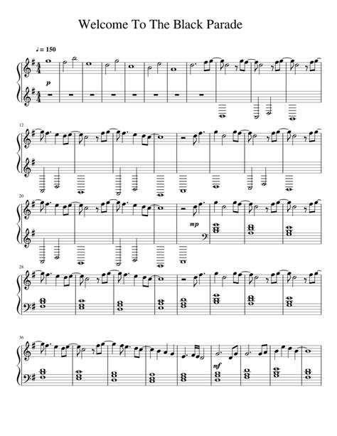 Welcome To The Black Parade Sheet Music For Piano Solo
