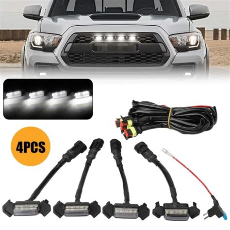 4x Raptor Style Led White Grille Lights Kit For Toyota Tacoma Trd Pro