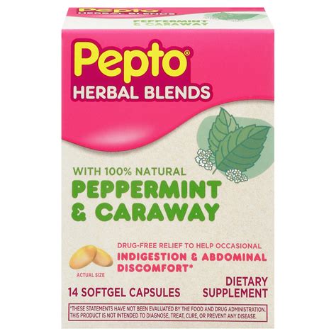 pepto peppermint and caraway herbal blends 14 softgel capsules 14 ct shipt