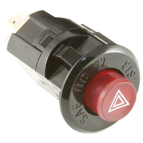 Black Illuminated Push Button Hazard Switch Round Car Builder Kit