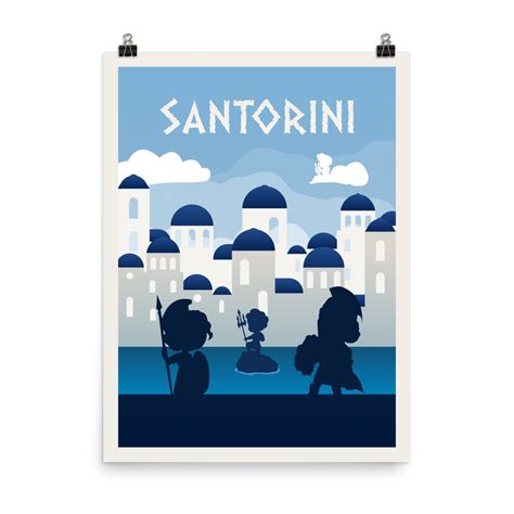 Santorini Minimalist Board Game Art Poster Board Game Apparel And
