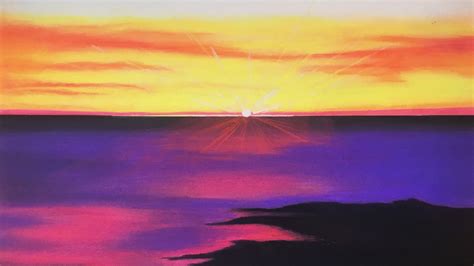 Simple Oil Pastel Sunset Drawing Bmp Now