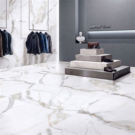 White Marble Floor Tiles Textured Look