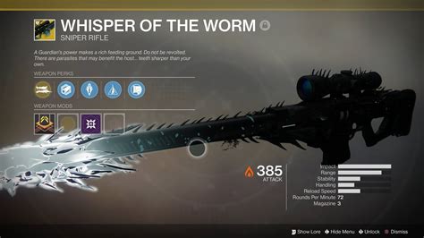 Destiny Whisper Of The Worm Exotic Sniper Rifle Drop Short