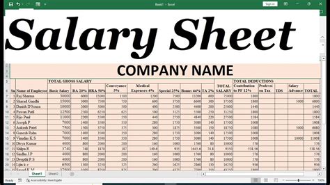 How To Make Salary Sheet In Excel Simple Salary Sheet In Excel Youtube