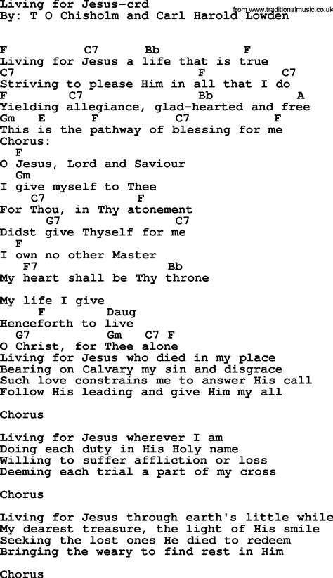 Top 500 Hymn Living For Jesus Lyrics Chords And Pdf