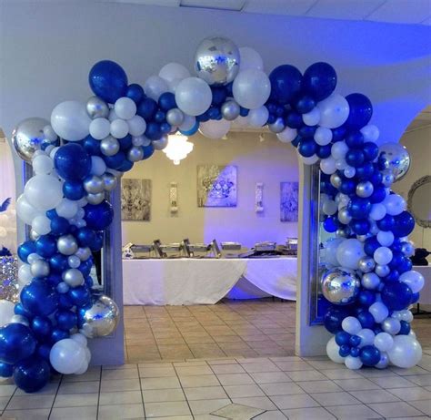 Blue Silver And White Balloon Arch With A Little Something Something