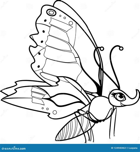 Cartoon Butterfly Coloring Page Stock Vector Illustration Of Cute