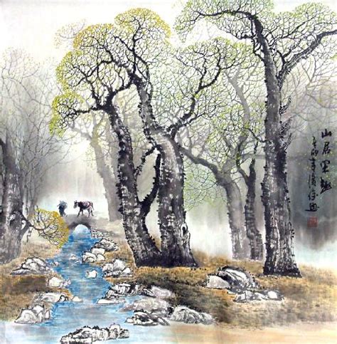 Chinese Village Countryside Painting Gj11098003 68cm X 68cm27〃 X 27〃
