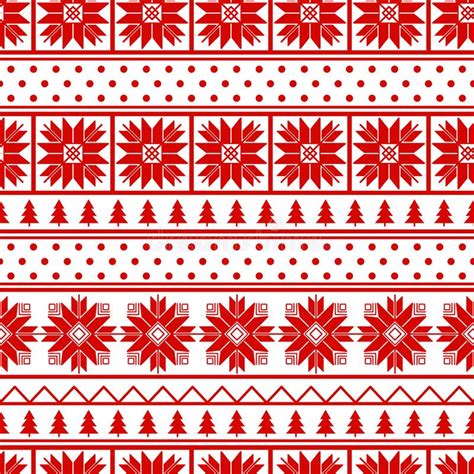 Nordic Holiday Ornamental Seamless Pattern Red And White Texture