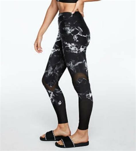 victoria s secret pink ultimate black high waist mesh pocket ankle leggings xs ebay