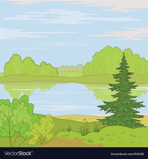 Landscape Forest River Royalty Free Vector Image