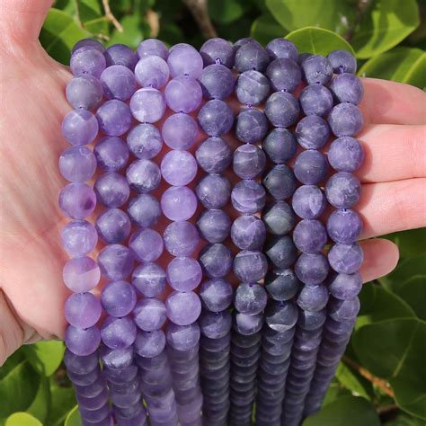 Matte Amethyst Beads Grade A Round Natural Gemstone Beads Sold By