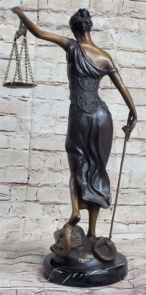 Large 19 Heavy Solid Bronze Lady Blind Justice Statue Lawyers Themis