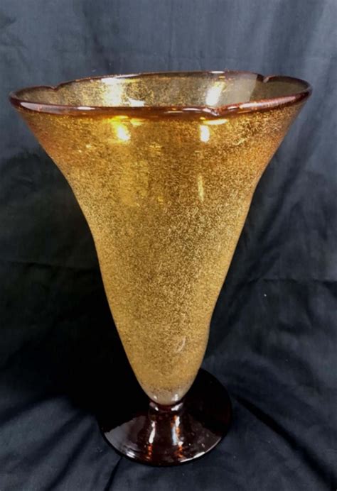 Lovely Vintage Amber Bubble Glass Vase With Images Bubble Glass