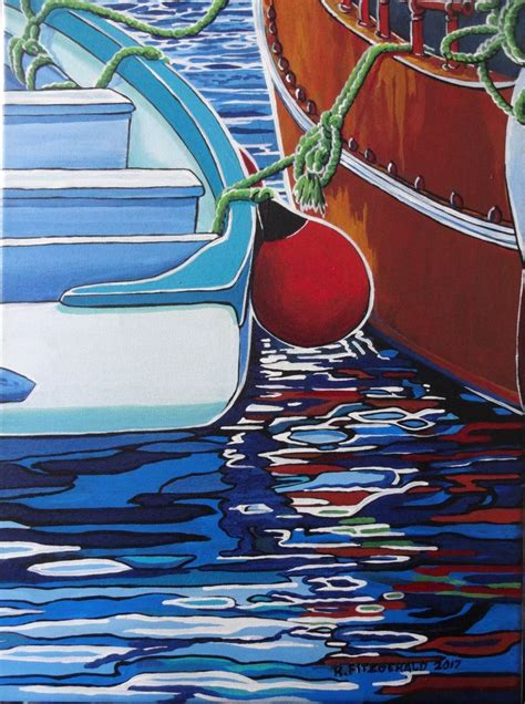 Reflections At Greens Harbour Acrylic Painting By Reilly Fitzgerald