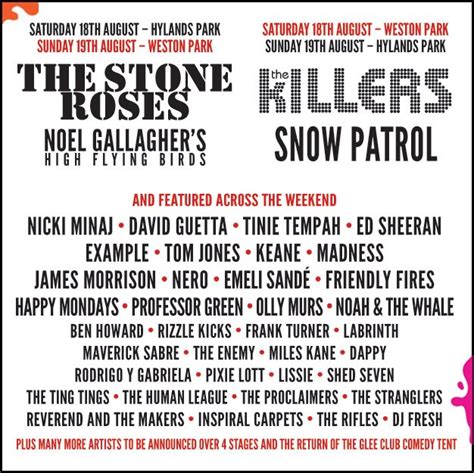 V Festival Terá Stone Roses The Killers E Noel Gallagher