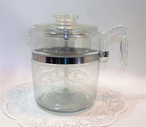 Vintage Pyrex Clear Glass Stove Top Percolator Coffee Pot 6 9 Etsy