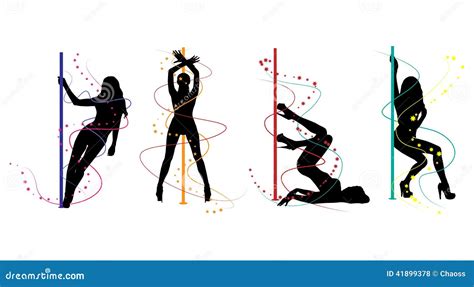Pole Dance Women Silhouettes Stock Vector Illustration Of Outline Acrobatic 41899378