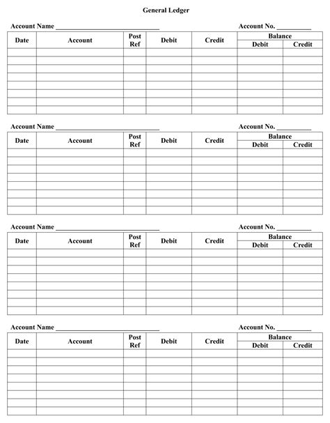 Balance Sheet Printable Ledger