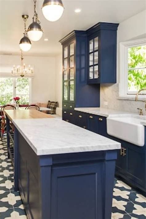 Navy Blue Kitchen Cabinets With Gold Hardware Navy Blue Kitchen