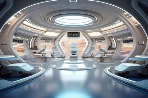 Premium Ai Image Futuristic Spaceship Interior