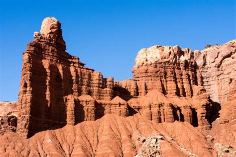 View Of Chimney Rock At Capitol Reef National Park Stock Photo Image