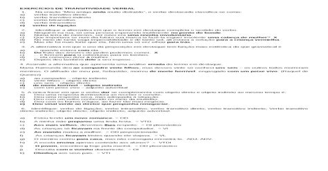 Transitividade Verbal Exercícios Pdf
