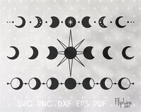 Moon Phases Svg Celestial Clipart Silhouette Cut Files Etsy