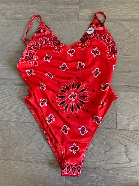 Forever 21 Red Bandana Print One Piece S In 2020 Red Bandana Bandana Print Red Bandanna