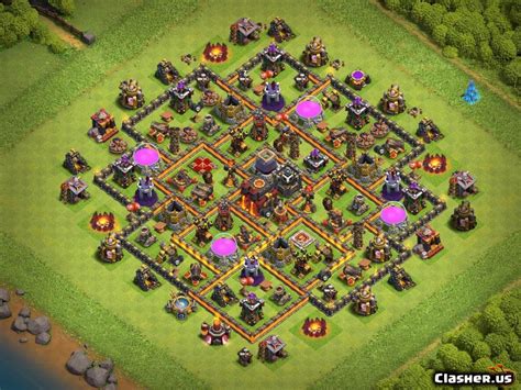 This fearsome base layout is one of them. Town Hall 10 TH10 Farm/Trophy base #222 With Link [4 ...