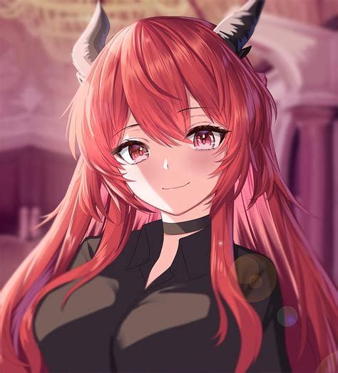 Demon Girl Horns Smile Anime Hd Phone Wallpaper Peakpx