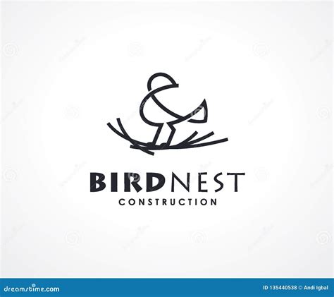 Bird Nest Logo Design Concept Construction Logo Design Template Stock