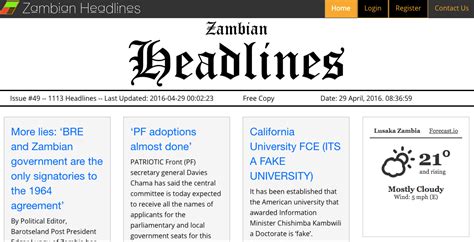 Local Startup Zambian Headlines