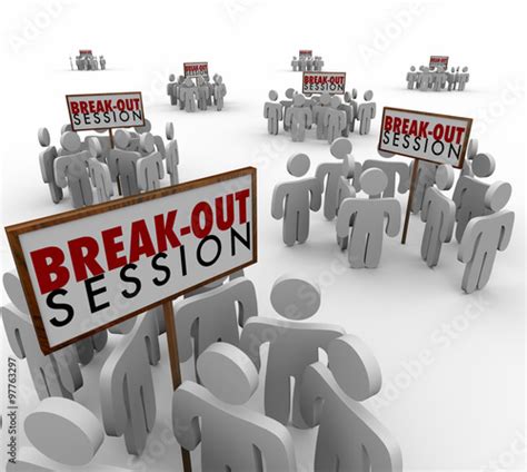 Break Out Sessions People Around Signs Small Group Meetings