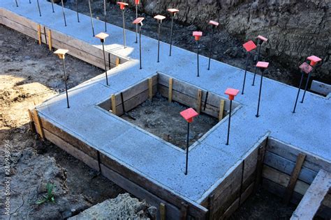 Concrete Footings In Place Ready For Next Step In Construction Process