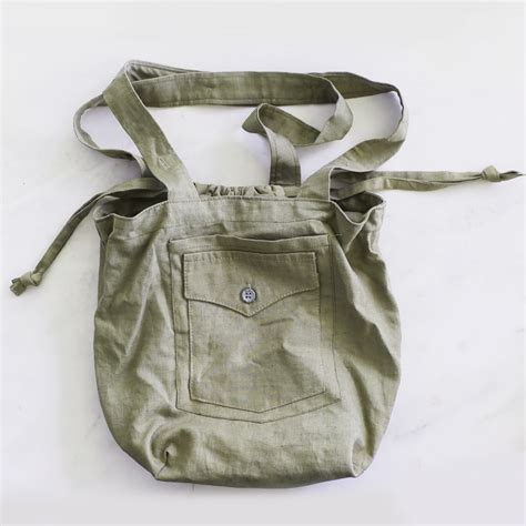 Khaki Linen Project Bag Sewn By Sara Natural Yarns