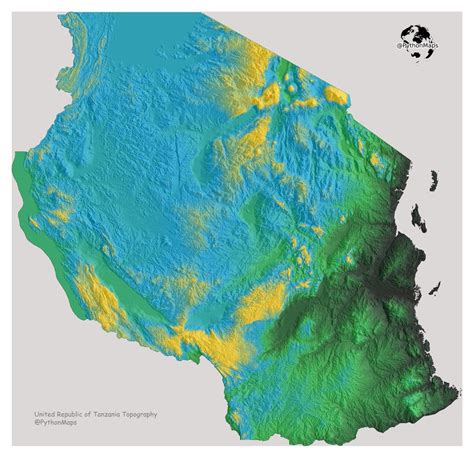 Topography Map Of The United Republic Of Maps On The Web