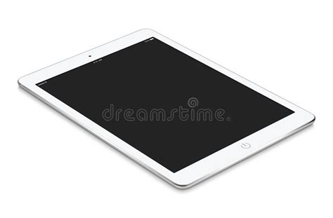 White Tablet Computer With Blank Screen Mockup Lies On The Surface