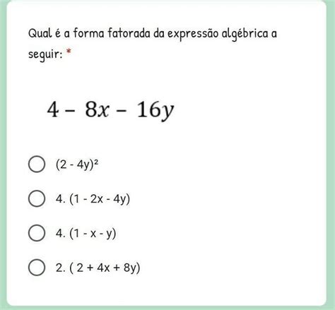 Qual A Forma Fatorada Da Express O Alg Brica A Seguir Brainly Br